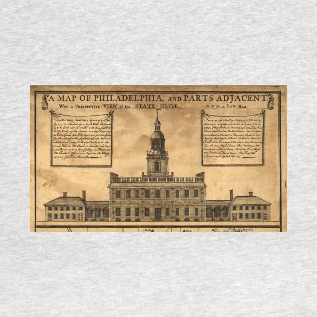 Vintage Illustration of Independence Hall by Bravuramedia